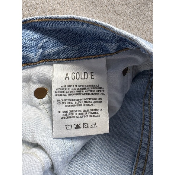 AGOLDE Riley Jeans Womens 29 High Rise Straight Distressed Light Blue Wash Denim - Picture 5 of 9